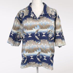 Roper Aztec Print Button Down Shirt Short Sleeve Size Large